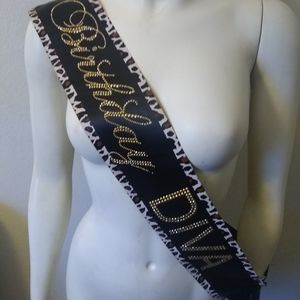 Birthday DIVA Black Satin Leopard Print accent one Size